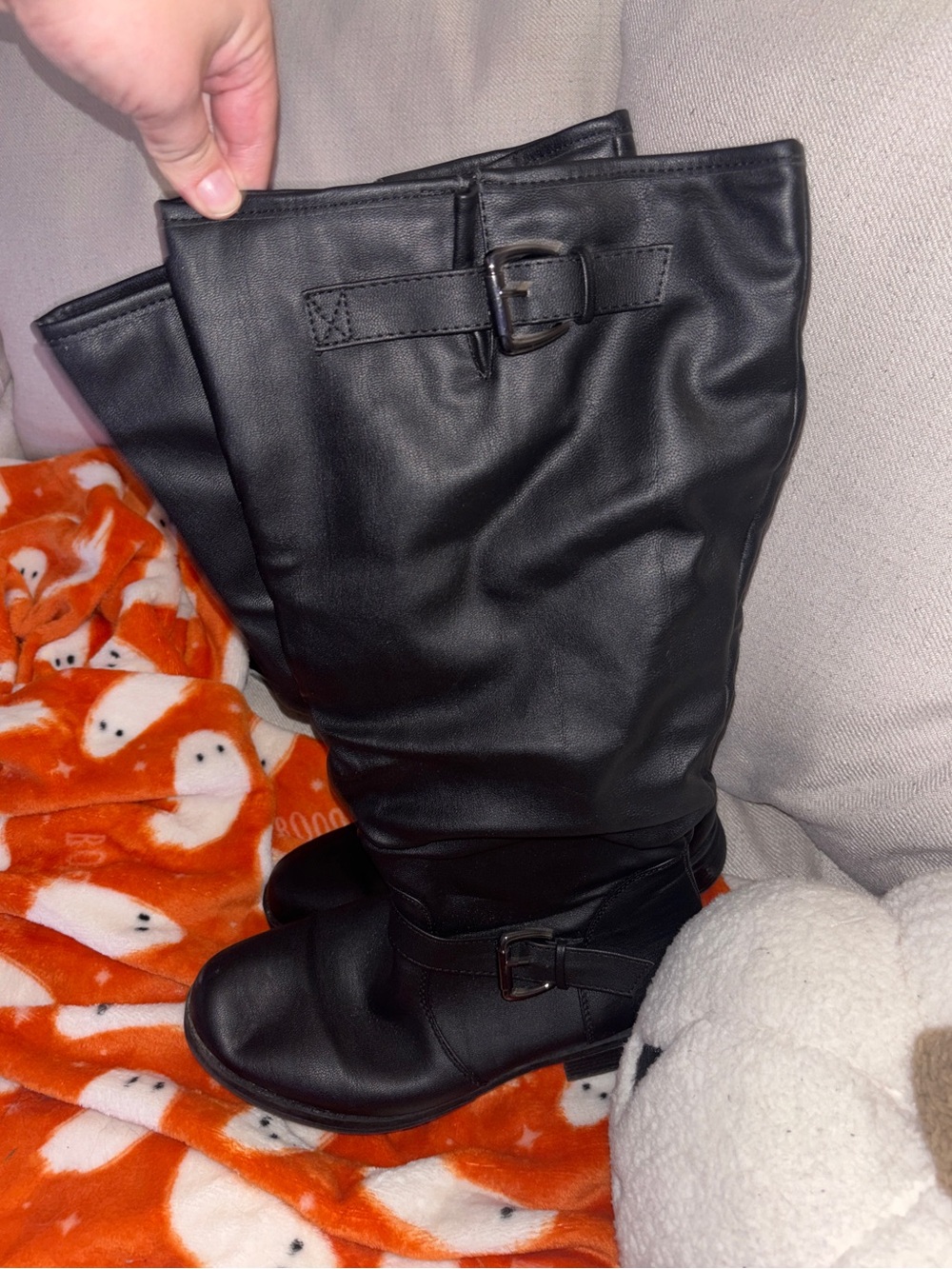 Black Women's Tall Buckle Riding Boots